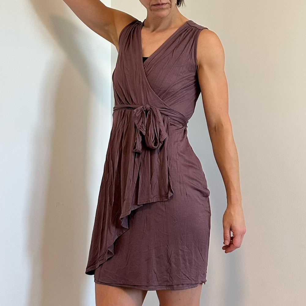 LOFT Lavender Short Asymmetrical Wrap Dress